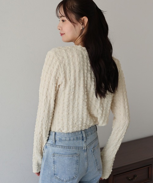 BLUEEAST(ブルーイースト)の「ポコポコジャガード ロンT(Tシャツ/カットソー・レディース・ブラック/オフホワイト/ベージュ/ピンク・MEDIUM)」の18枚目の写真