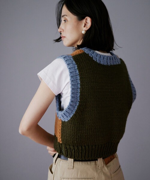 Freada（フリーダ）の「Freada/フリーダ バイカラー ニットベスト（ベスト・レディース・ナチュラル/オレンジ・ONE SIZE）」の19枚目の写真