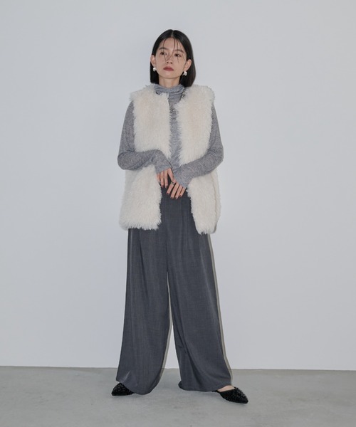 Shelly island（シェリーアイランド）の「プードルファーベスト（ベスト・レディース・チャコールグレー/ホワイト/ベージュ・M）」の14枚目の写真