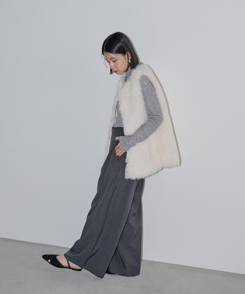 Shelly island（シェリーアイランド）の「プードルファーベスト（ベスト・レディース・チャコールグレー/ホワイト/ベージュ・M）」の15枚目の写真