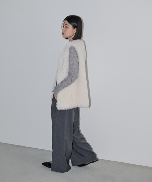 Shelly island（シェリーアイランド）の「プードルファーベスト（ベスト・レディース・チャコールグレー/ホワイト/ベージュ・M）」の16枚目の写真