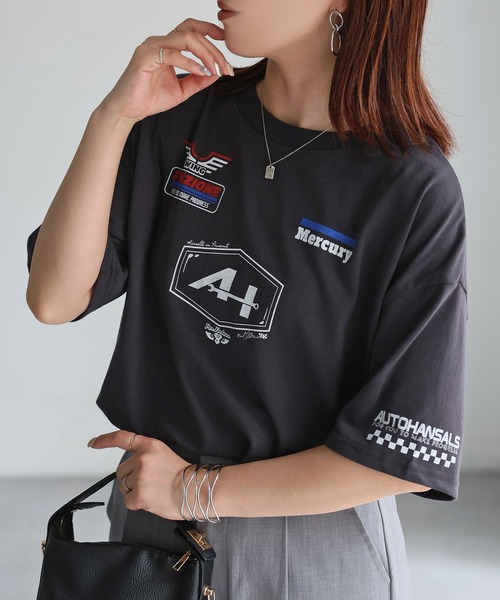 girlish 美品 ボンボリTシャツ VERYStore別注カラーネイビー 吸水速乾/接触冷感】＜コラボプリントT>DIVING GIRL Tシャツ