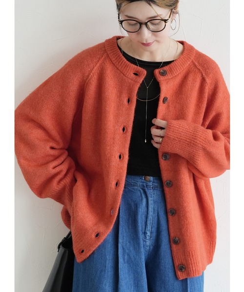 reca(レカ)の「ボリューム袖ニットカーディガン(カーディガン/ボレロ・レディース・ブルーグリーン/ベージュ/オレンジ・M)」の3枚目の写真