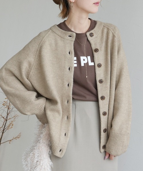 reca(レカ)の「ボリューム袖ニットカーディガン(カーディガン/ボレロ・レディース・ブルーグリーン/ベージュ/オレンジ・M)」の8枚目の写真