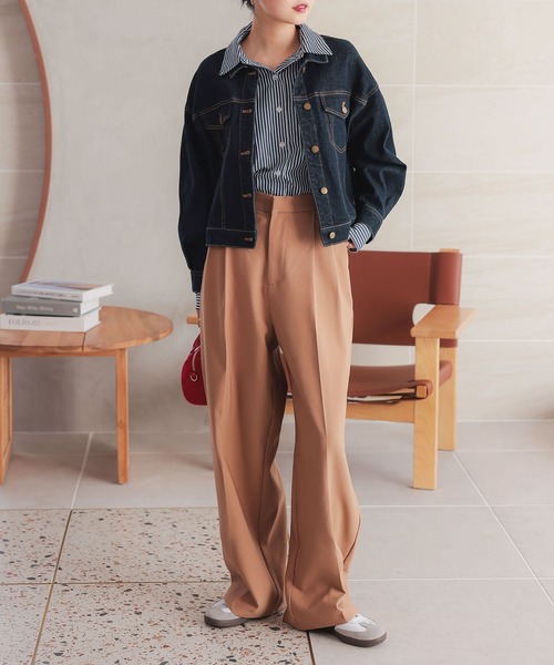 KOBE LETTUCE(コウベレタス)の「ツータックワイドパンツ(スラックス・レディース・ブラック/チャコール/キャメル/ダークブラウン・M/PM)」の18枚目の写真