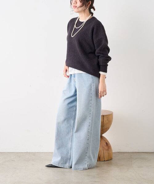 Jena espace merveilleux(ジェナ エスパスメルヴェイユ)の「クルーネックソフトニット(ニット/セーター・レディース・ブラック/グリーン/ベージュ・FREE)」の5枚目の写真