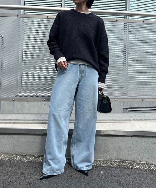 Jena espace merveilleux(ジェナ エスパスメルヴェイユ)の「クルーネックソフトニット(ニット/セーター・レディース・ブラック/グリーン/ベージュ・FREE)」の7枚目の写真