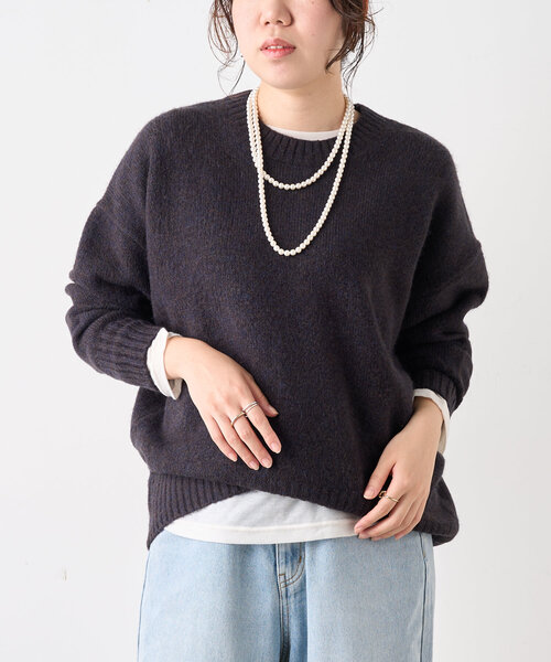 Jena espace merveilleux(ジェナ エスパスメルヴェイユ)の「クルーネックソフトニット(ニット/セーター・レディース・ブラック/グリーン/ベージュ・FREE)」の10枚目の写真