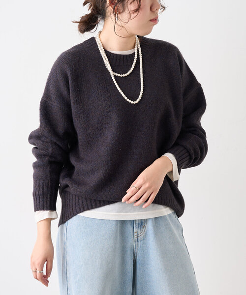 Jena espace merveilleux(ジェナ エスパスメルヴェイユ)の「クルーネックソフトニット(ニット/セーター・レディース・ブラック/グリーン/ベージュ・FREE)」の11枚目の写真