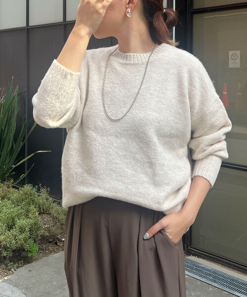 Jena espace merveilleux(ジェナ エスパスメルヴェイユ)の「クルーネックソフトニット(ニット/セーター・レディース・ブラック/グリーン/ベージュ・FREE)」の14枚目の写真