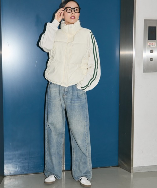 Auntie Rosa Holiday（アンティローザホリデー）の「中綿ダウンベスト（ダウンベスト・レディース・ブラック/アイボリー・FREE）」の9枚目の写真