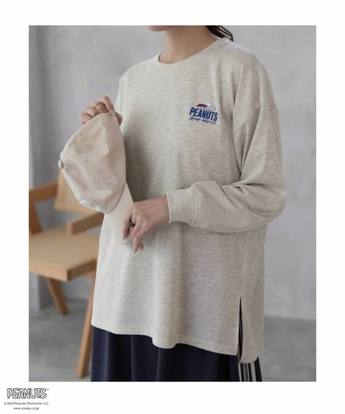PEANUTS(ピーナッツ)の「PEANUTS スヌーピー プリント長袖Tシャツ ロンT(Tシャツ/カットソー・レディース・オートミール/チャコールグレー・フリー)」の22枚目の写真