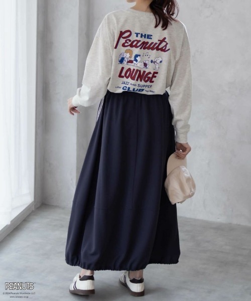 PEANUTS(ピーナッツ)の「PEANUTS スヌーピー プリント長袖Tシャツ ロンT(Tシャツ/カットソー・レディース・オートミール/チャコールグレー・フリー)」の12枚目の写真