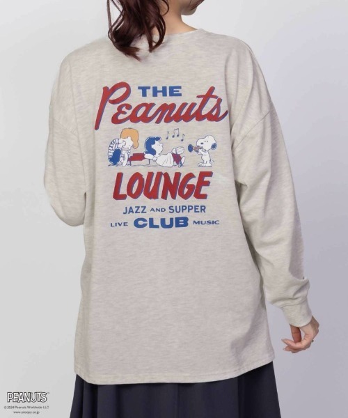PEANUTS(ピーナッツ)の「PEANUTS スヌーピー プリント長袖Tシャツ ロンT(Tシャツ/カットソー・レディース・オートミール/チャコールグレー・フリー)」の9枚目の写真