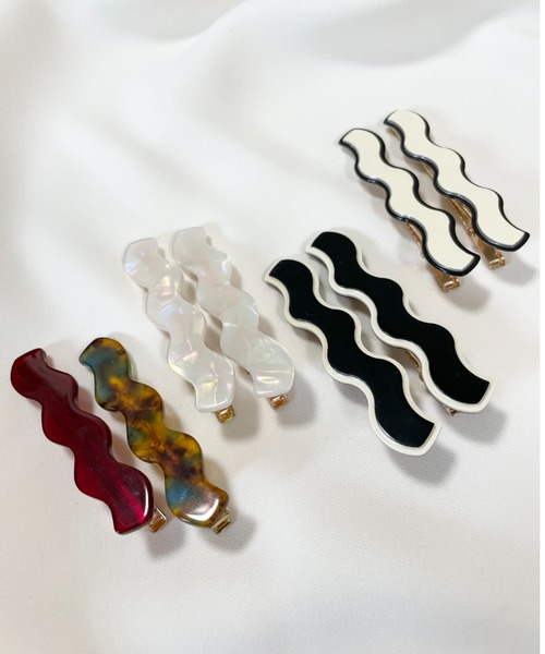 ciite'（シーテ）の「ウェーブデザインヘアピン　2個セット（ヘアピン・レディース・ホワイト/アイボリー/ブラウン/ブラック・FREE）」の5枚目の写真