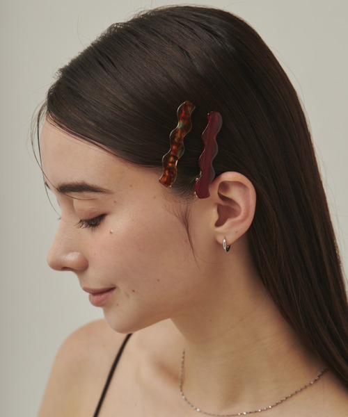 セール】ウェーブデザインヘアピン 2個セット（ヘアピン