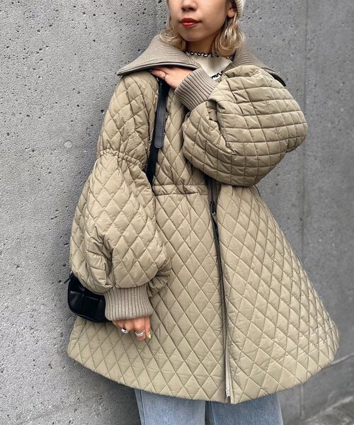 CIAOPANIC（チャオパニック）の「リブ付ドロストキルティングジャケット（その他アウター・レディース・ブラック/カーキ/ベージュ・ONE SIZE）」の8枚目の写真