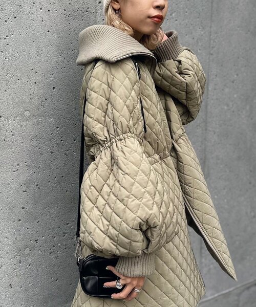 CIAOPANIC（チャオパニック）の「リブ付ドロストキルティングジャケット（その他アウター・レディース・ブラック/カーキ/ベージュ・ONE SIZE）」の10枚目の写真