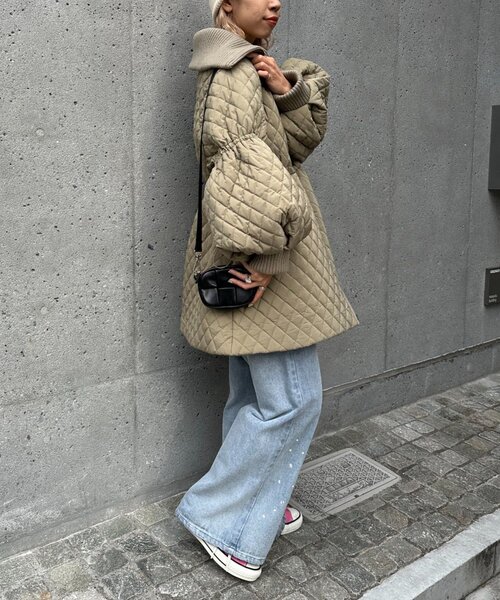 CIAOPANIC（チャオパニック）の「リブ付ドロストキルティングジャケット（その他アウター・レディース・ブラック/カーキ/ベージュ・ONE SIZE）」の12枚目の写真