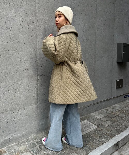 CIAOPANIC（チャオパニック）の「リブ付ドロストキルティングジャケット（その他アウター・レディース・ブラック/カーキ/ベージュ・ONE SIZE）」の13枚目の写真