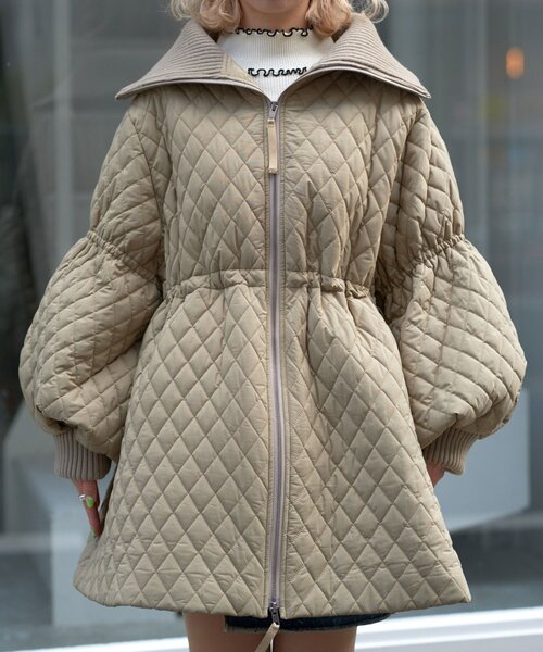 CIAOPANIC（チャオパニック）の「リブ付ドロストキルティングジャケット（その他アウター・レディース・ブラック/カーキ/ベージュ・ONE SIZE）」の14枚目の写真