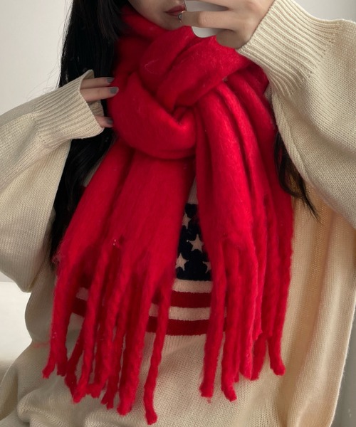 WEGO（ウィゴー）の「WEGO/ワイドフリンジストール（マフラー・レディース・ピンク/その他2/オフホワイト/グレー/その他4/ベージュ/ダークグレー/その他1/その他3/レッド・FREE）」の6枚目の写真