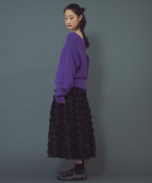 paravion（パラビオン）の「Vネックニットプルオーバー（ニット/セーター・レディース・パープル/ホワイト/グレー・FREE）」の10枚目の写真