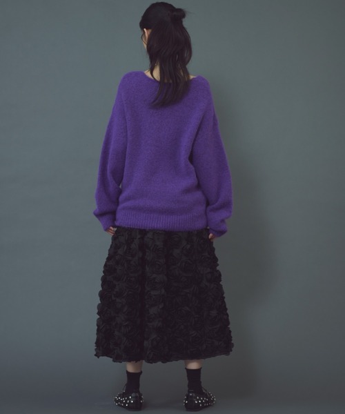 paravion（パラビオン）の「Vネックニットプルオーバー（ニット/セーター・レディース・パープル/ホワイト/グレー・FREE）」の11枚目の写真