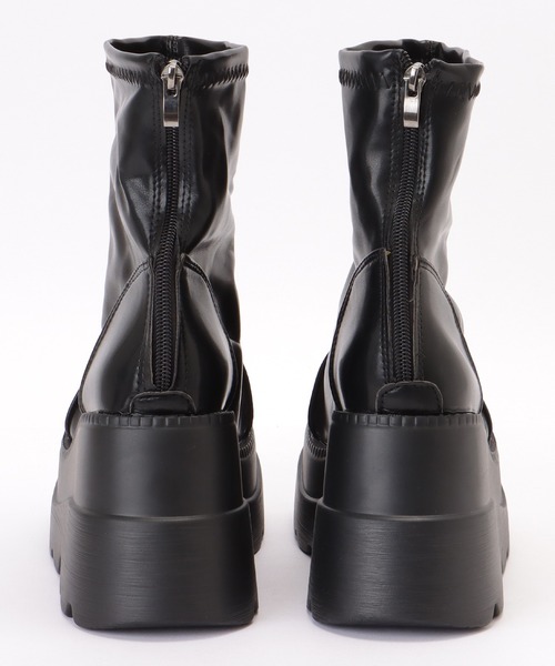 Lace Ladies（レースレディース）の「レザー調 厚底 ウエッジ ショート ブーツ（ブーツ・レディース・ブラック・23cm/23.5cm/24cm/24.5cm/25cm）」の13枚目の写真