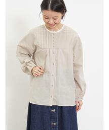 Samansa Mos2 | 柄アソート切替ピンタックブラウス(シャツ/ブラウス)