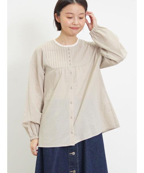 Samansa Mos2(サマンサ モスモス)の「柄アソート切替ピンタックブラウス(シャツ/ブラウス・レディース・オフホワイト/チャコールグレー/ベージュ/マスタード・F)」の5枚目の写真