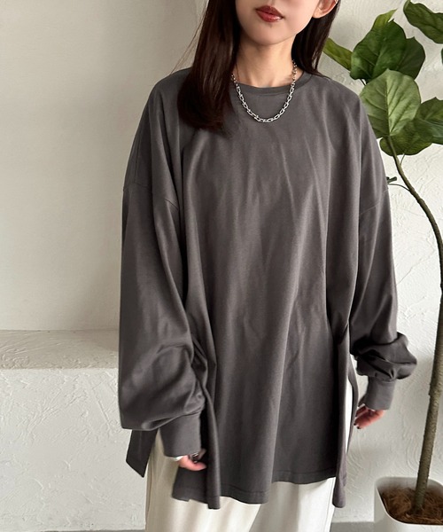 apres jour mignon(アプレジュールミニョン)の「スリット入りロンT【ZOZOTOWN限定アイテム】(Tシャツ/カットソー・レディース・アイボリー/オフホワイト/ブラック系その他・X-LARGE/フリー)」の11枚目の写真
