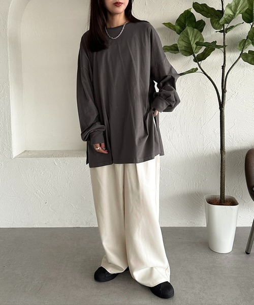 apres jour mignon(アプレジュールミニョン)の「スリット入りロンT【ZOZOTOWN限定アイテム】(Tシャツ/カットソー・レディース・アイボリー/オフホワイト/ブラック系その他・X-LARGE/フリー)」の15枚目の写真
