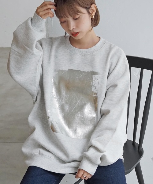 tiptop（ティップトップ）の「裏起毛アソート箔プリントスウェット（スウェット・レディース・ブラック/グレー系その他/ブラック系その他/グレー・FREE）」の12枚目の写真