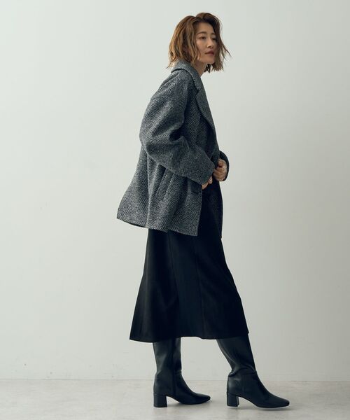 YECCA VECCA（イェッカヴェッカ）の「ヘリンボーン柄Pコート（ピーコート・レディース・グレー/チャコールグレー・FREE）」の12枚目の写真