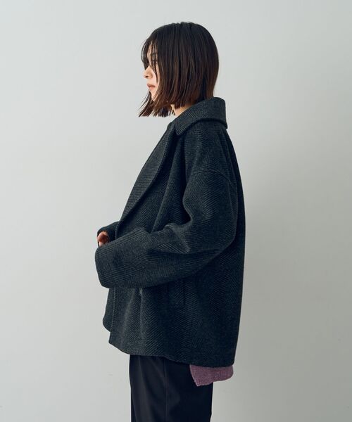 YECCA VECCA（イェッカヴェッカ）の「ヘリンボーン柄Pコート（ピーコート・レディース・グレー/チャコールグレー・FREE）」の19枚目の写真