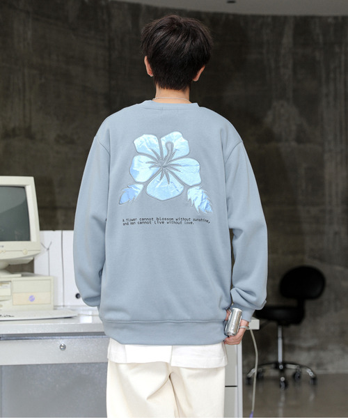 neos(ネオス)の「【neos】ルーズシルエット 花柄 ロゴ 刺繍 裏起毛 スウェット プルオーバー(スウェット・メンズ・ホワイト/ブルー/オートミール/ブラック・MEDIUM/LARGE/X-LARGE)」の5枚目の写真