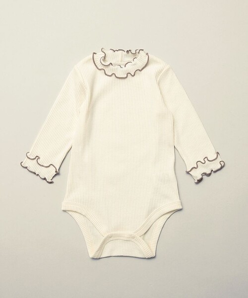 BRANSHES（ブランシェス）の「テレコ長袖ボディースーツ（その他ベビー用品・キッズ・アイボリー/ピンクベージュ・70/80）」の2枚目の写真