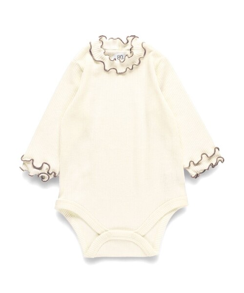 BRANSHES（ブランシェス）の「テレコ長袖ボディースーツ（その他ベビー用品・キッズ・アイボリー/ピンクベージュ・70/80）」の3枚目の写真