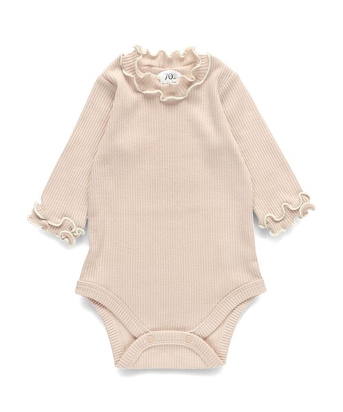 BRANSHES（ブランシェス）の「テレコ長袖ボディースーツ（その他ベビー用品・キッズ・アイボリー/ピンクベージュ・70/80）」の6枚目の写真