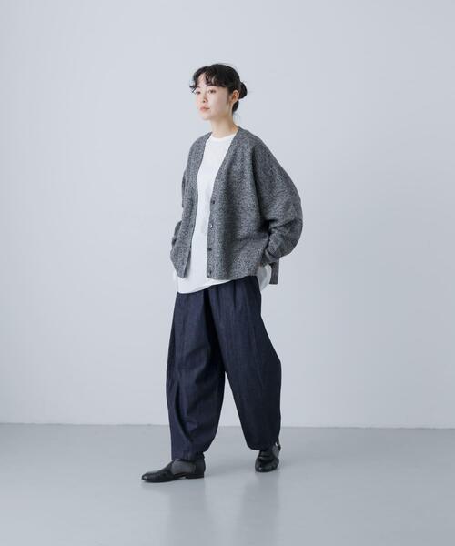 かぐれ　ハミルトンワイドVネックカーディガン　チャコール かぐれハミルトンワイドVネックカーディガン