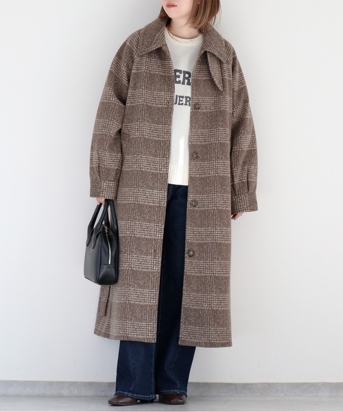 cepo（セポ）の「〈2WAY〉カットジャガードロングコート（ステンカラーコート・レディース・ブラウン・M）」の8枚目の写真