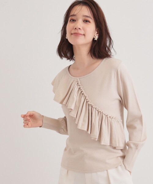 ニット セーター 「6色展開／大人フェミニン」アシメフリルニット レディース SunaUna ニット セーター 「6色展開／大人フェミニン」アシメ