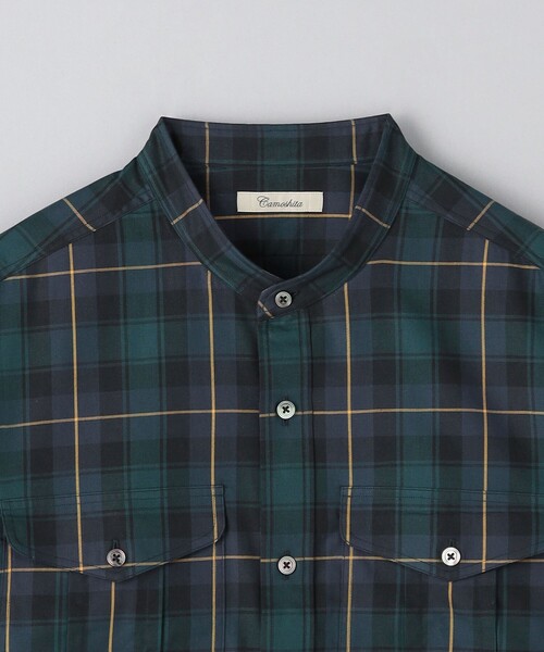 Camoshita(カモシタ)の「<Camoshita> コットン チェック バンドカラー シャツ(シャツ/ブラウス・メンズ・ネイビー・XL/S/L/M)」の3枚目の写真