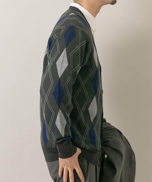 URBAN RESEARCH ROSSO MEN（アーバンリサーチロッソメン）の「『WEB限定』アーガイルニットカーディガン（カーディガン/ボレロ・メンズ・ブラウン/ベージュ系その他/グリーン・MEDIUM/LARGE）」の12枚目の写真