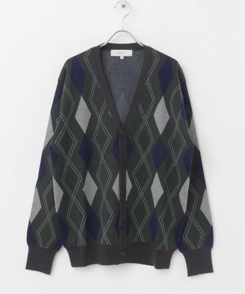 URBAN RESEARCH ROSSO MEN（アーバンリサーチロッソメン）の「『WEB限定』アーガイルニットカーディガン（カーディガン/ボレロ・メンズ・ブラウン/ベージュ系その他/グリーン・MEDIUM/LARGE）」の18枚目の写真