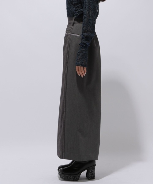 HARE（ハレ）の「ストライプイソザイドッキングナロースカート(HARE)（スカート・レディース・グレー/ブラック・FREE）」の11枚目の写真