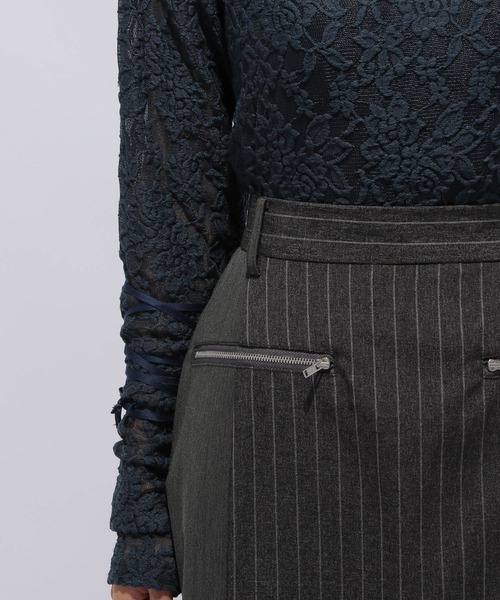 HARE（ハレ）の「ストライプイソザイドッキングナロースカート(HARE)（スカート・レディース・グレー/ブラック・FREE）」の13枚目の写真