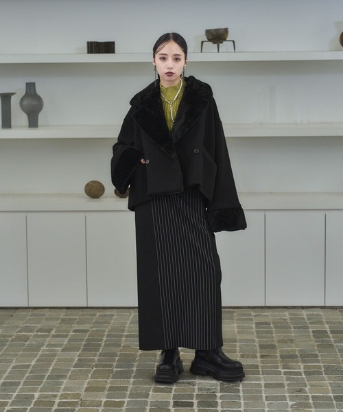 HARE（ハレ）の「ストライプイソザイドッキングナロースカート(HARE)（スカート・レディース・グレー/ブラック・FREE）」の20枚目の写真