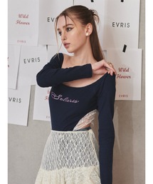 ラインストーンロゴオフショルボディースーツ